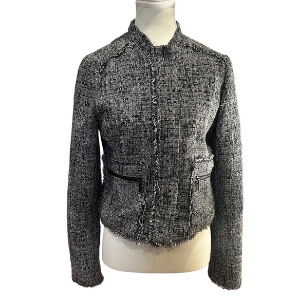 Banana Republic Navy & White Raw hem Tweed blazer/jacket size 6 - Picture 5 of 14